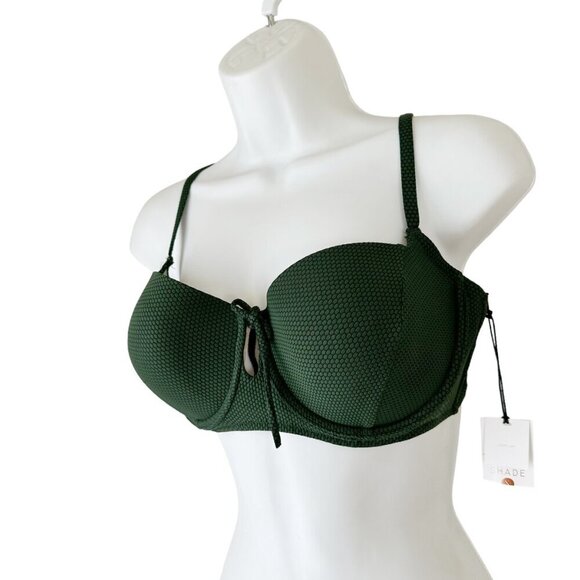 NWT Shade & Shore Green Textured Bikini Top‎ Swim 34D Light Lift - Picture 7 of 7
